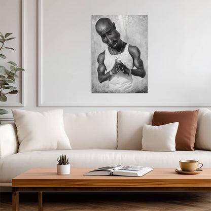 Tupac Shakur Pencil Portrait Poster | Black and White Hip Hop Art - Music Poster