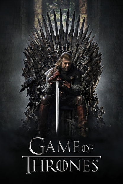 Game of Thrones Poster | Ned Stark on the Iron Throne | Vertical TV Series Print - Movies & TV Poster