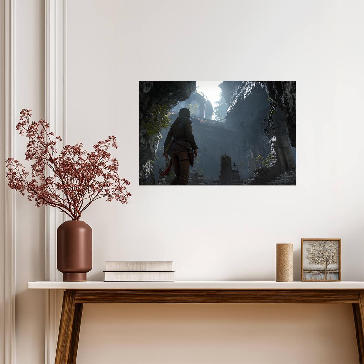 Tomb Raider Poster | Lara Croft Entering a Ruined Tomb - Video Games Poster