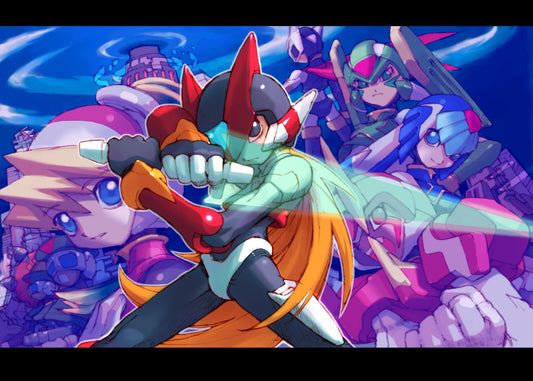 Mega Man Zero Poster | Zero in a Layered Battle Collage - Video Games Poster