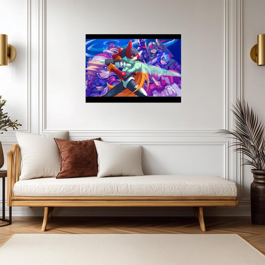 Mega Man Zero Poster | Zero in a Layered Battle Collage - Video Games Poster