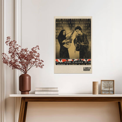 A Complete Unknown Poster | Bob Dylan and Joan Baez | Blowin in the Wind Lyrics Print - Movies & TV Poster