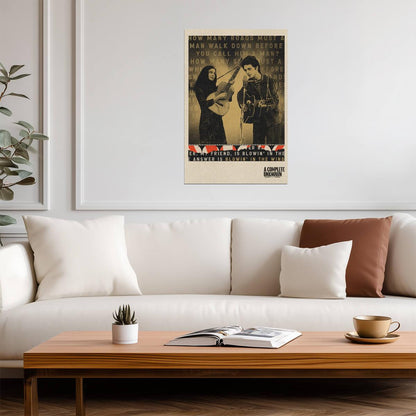 A Complete Unknown Poster | Bob Dylan and Joan Baez | Blowin in the Wind Lyrics Print - Movies & TV Poster