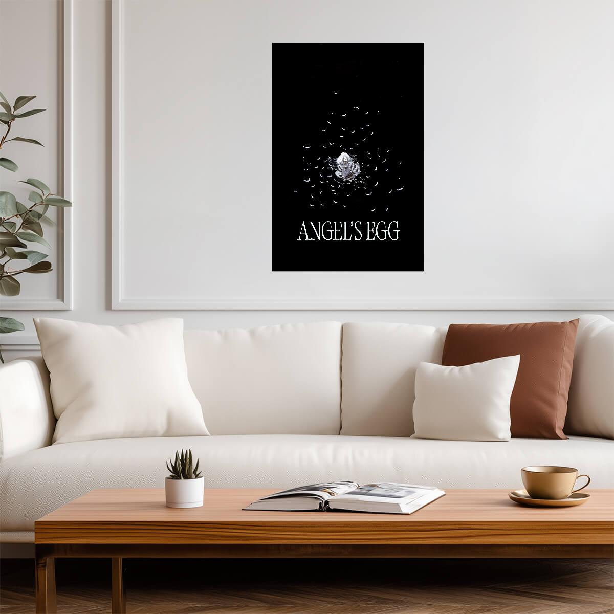 Angel's Egg Movie Poster | Girl Surrounded by White Feathers - Anime Poster