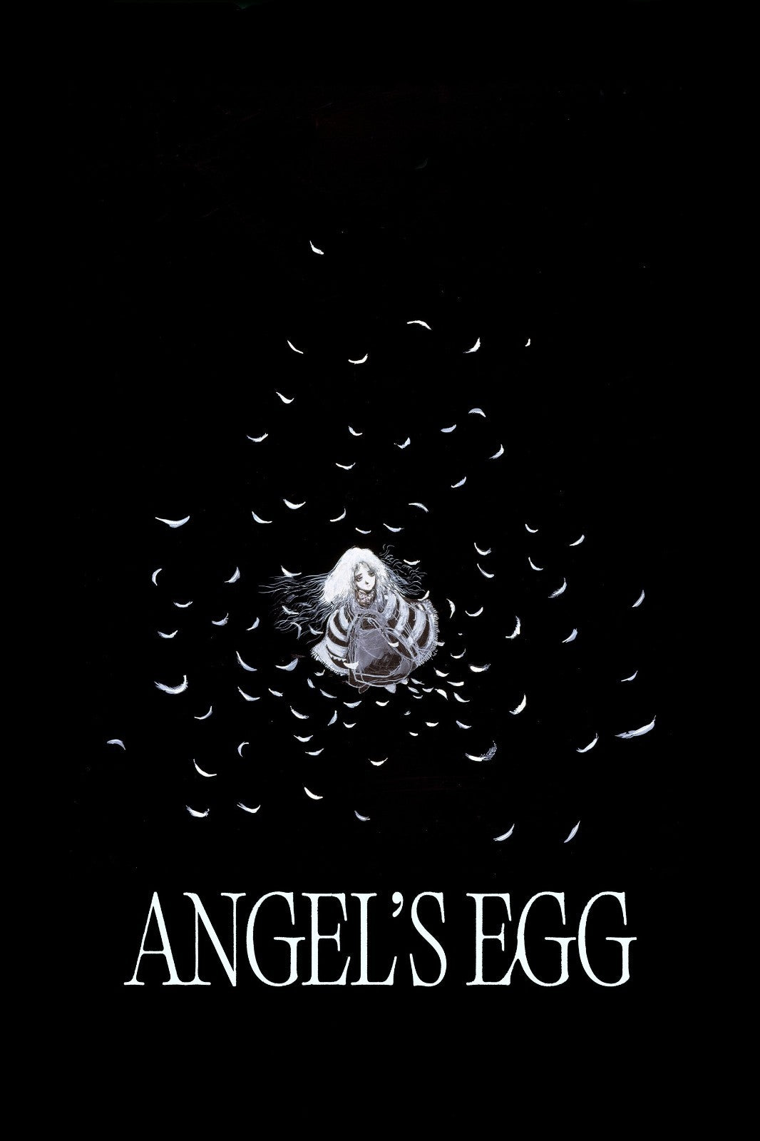 Angel's Egg Movie Poster | Girl Surrounded by White Feathers - Anime Poster