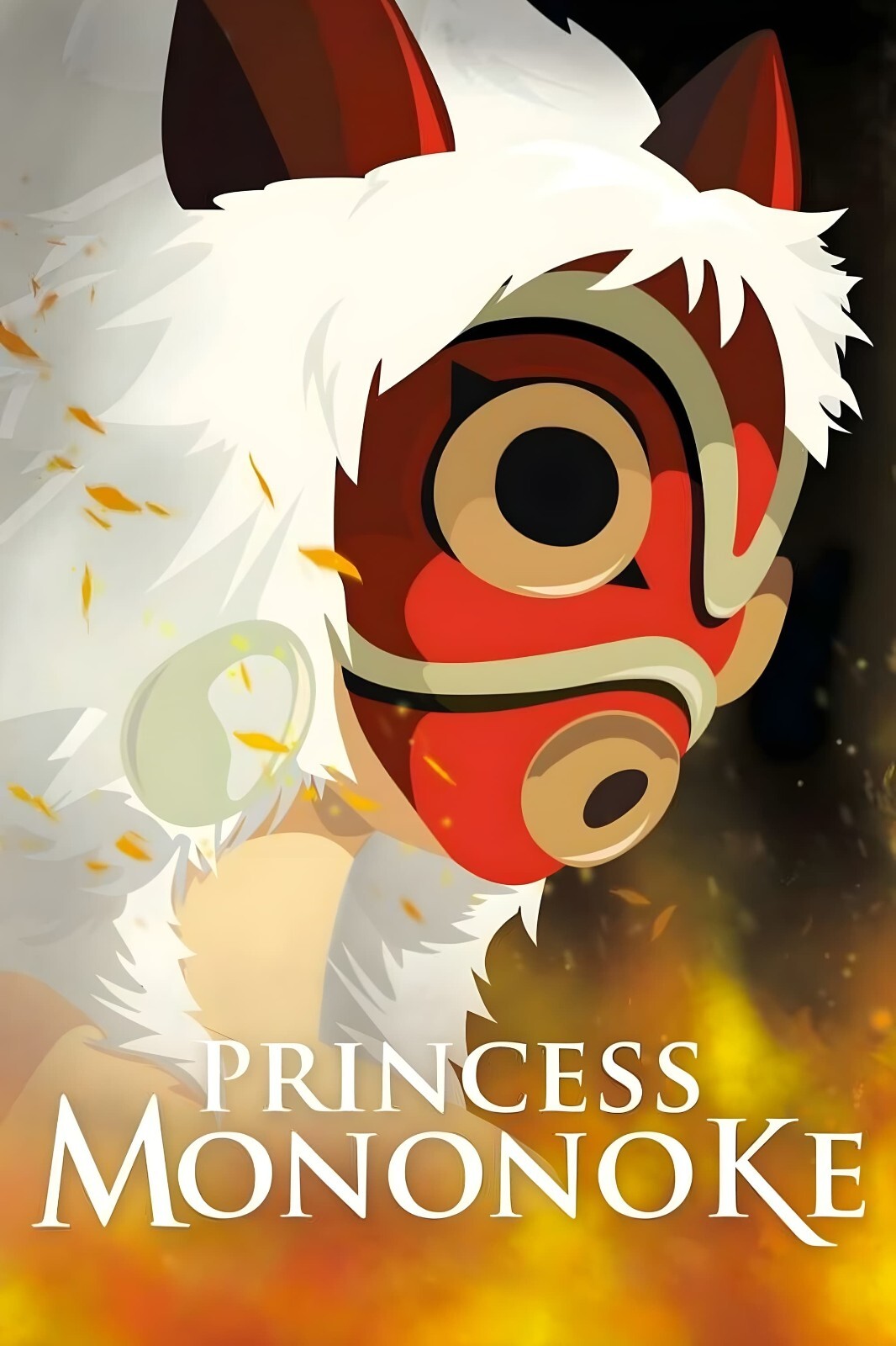 Princess Mononoke Movie Poster | San with Her Mask | Fur Headdress Portrait - Anime Poster