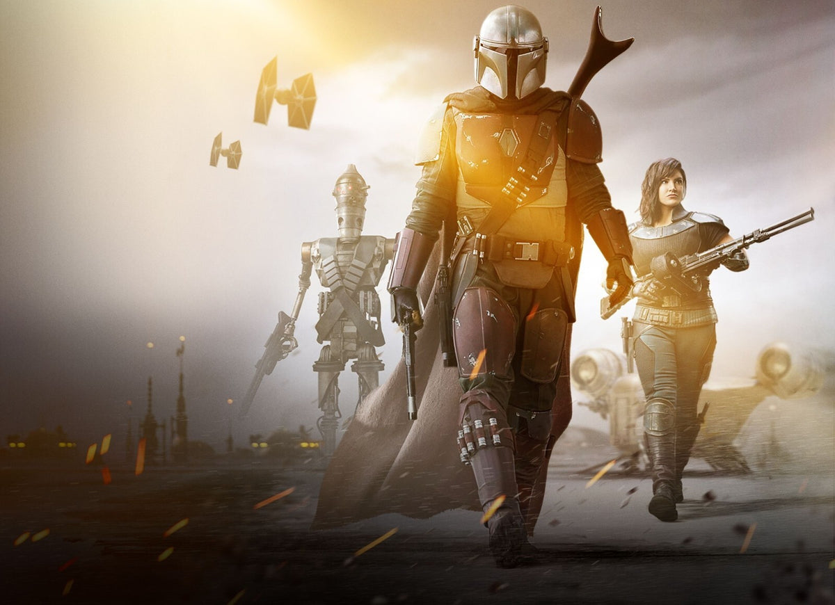 The Mandalorian TV Series Poster | Sunlit Din Djarin and Cara Dune Patrol - Movies & TV Poster