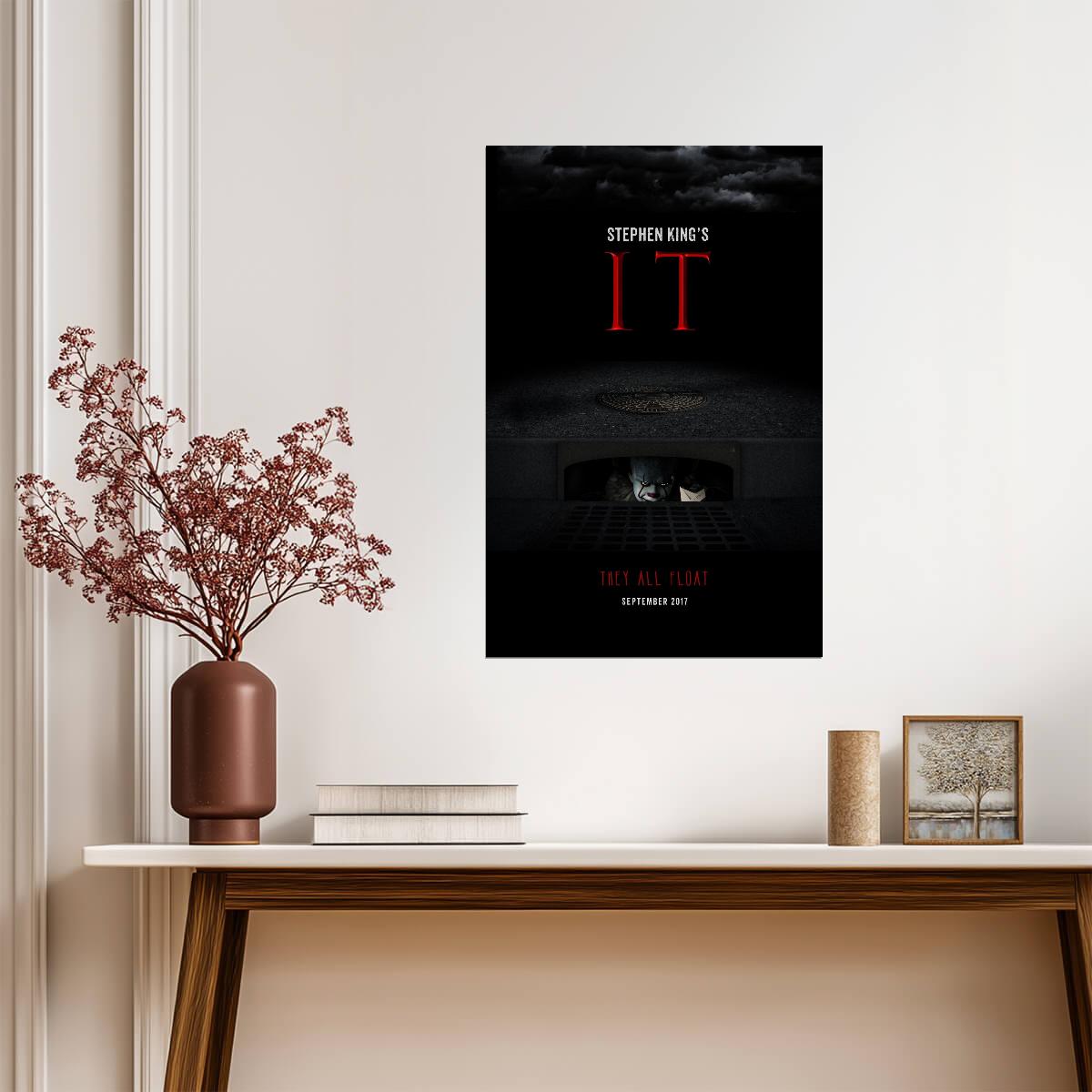 IT 2017 Movie Poster | Pennywise Watching from the Street Drain - Movies & TV Poster
