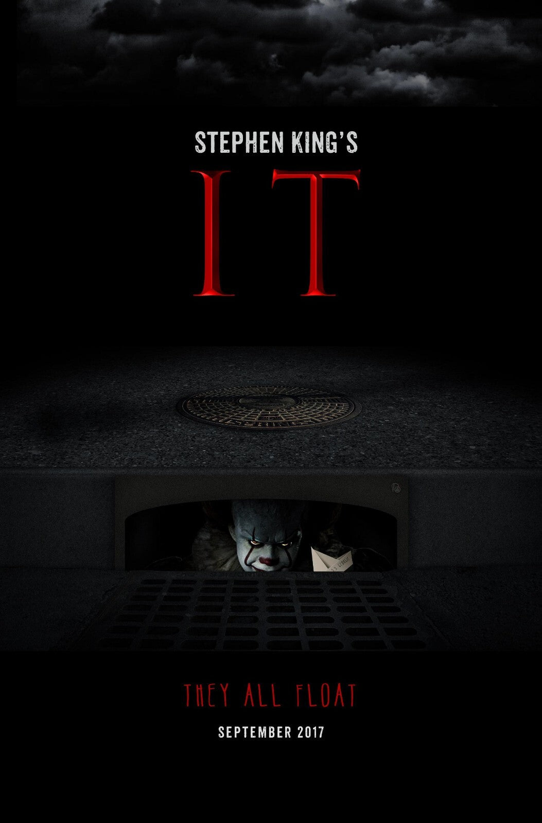 IT 2017 Movie Poster | Pennywise Watching from the Street Drain - Movies & TV Poster