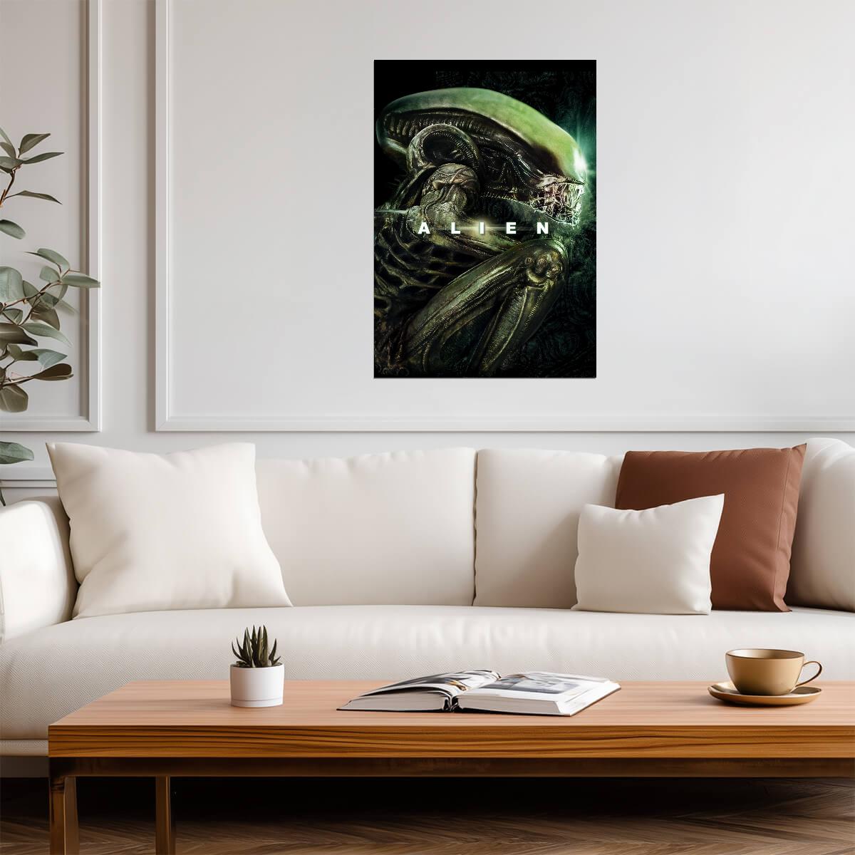 Alien 1979 Movie Poster | Xenomorph Profile | Biomechanical Art Print - Movies & TV Poster