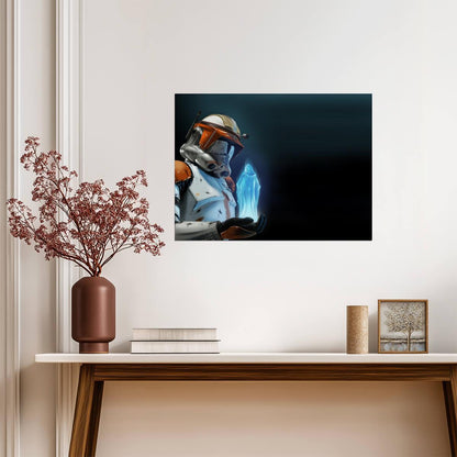 Star Wars Commander Cody Poster | Orange Armor and Blue Hologram - Movies & TV Poster