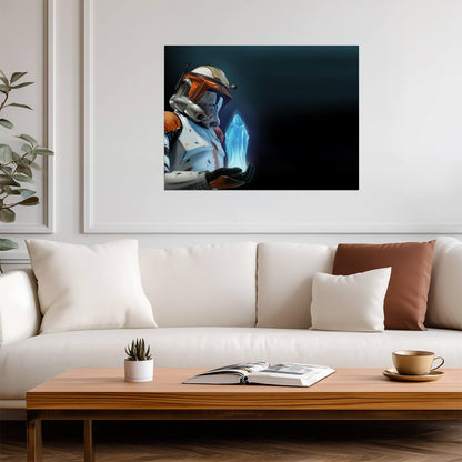 Star Wars Commander Cody Poster | Orange Armor and Blue Hologram - Movies & TV Poster
