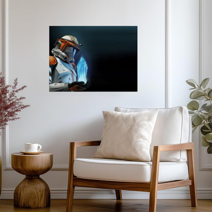 Star Wars Commander Cody Poster | Orange Armor and Blue Hologram - Movies & TV Poster