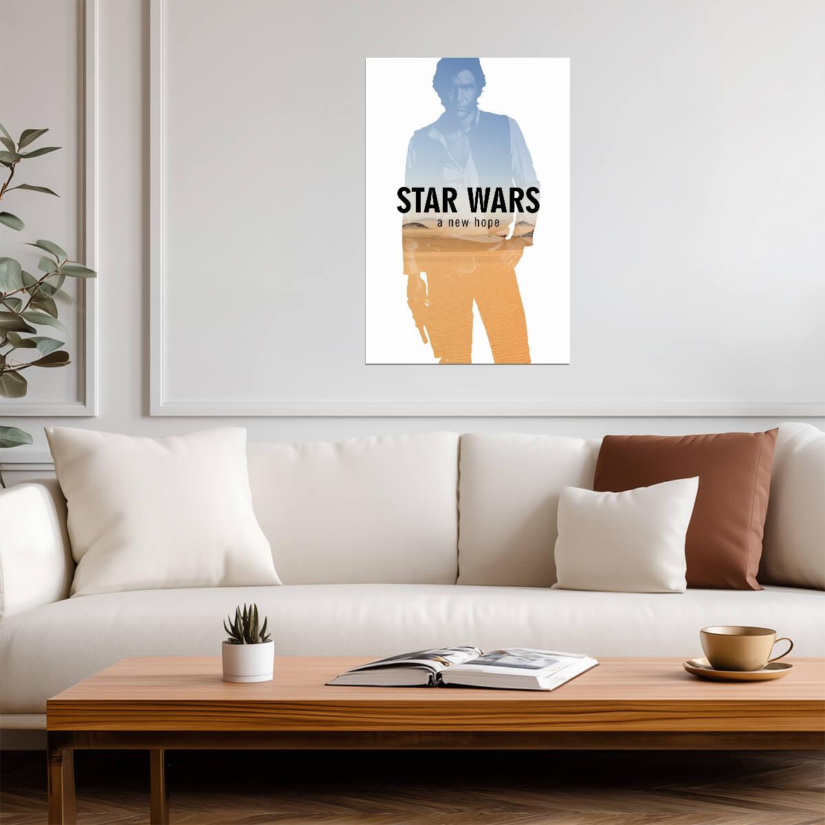 Star Wars A New Hope Movie Poster | Han Solo Silhouette Print - Movies & TV Poster