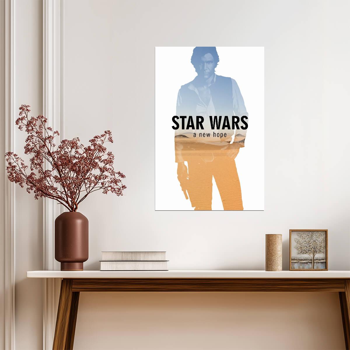 Star Wars A New Hope Movie Poster | Han Solo Silhouette Print - Movies & TV Poster