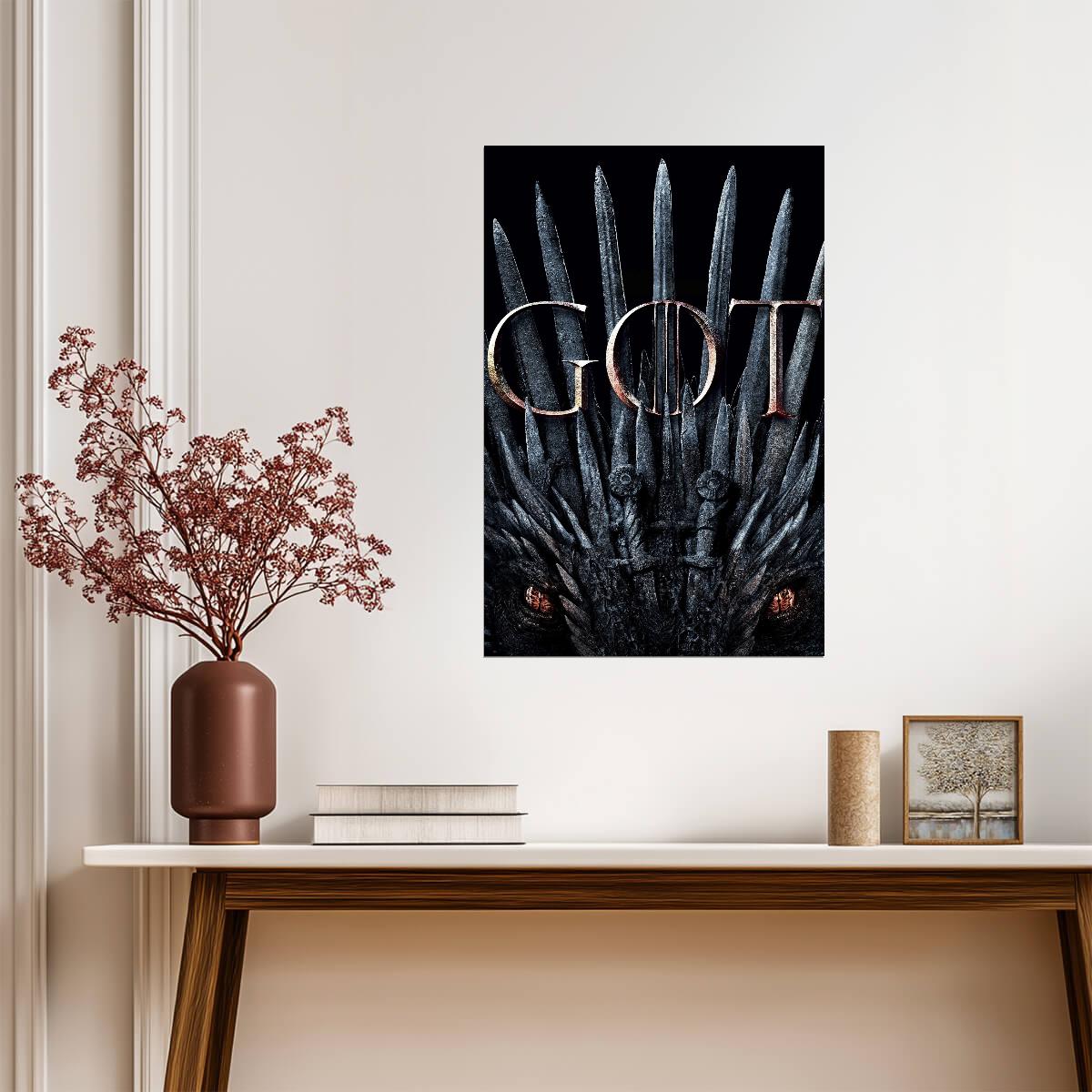 Game of Thrones Poster | Iron Throne with Dragon Eyes - Movies & TV Poster