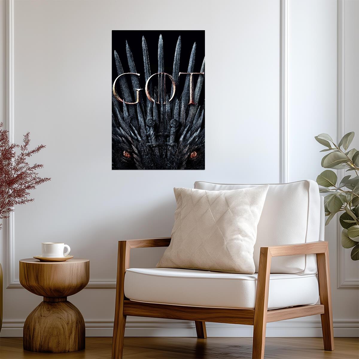 Game of Thrones Poster | Iron Throne with Dragon Eyes - Movies & TV Poster
