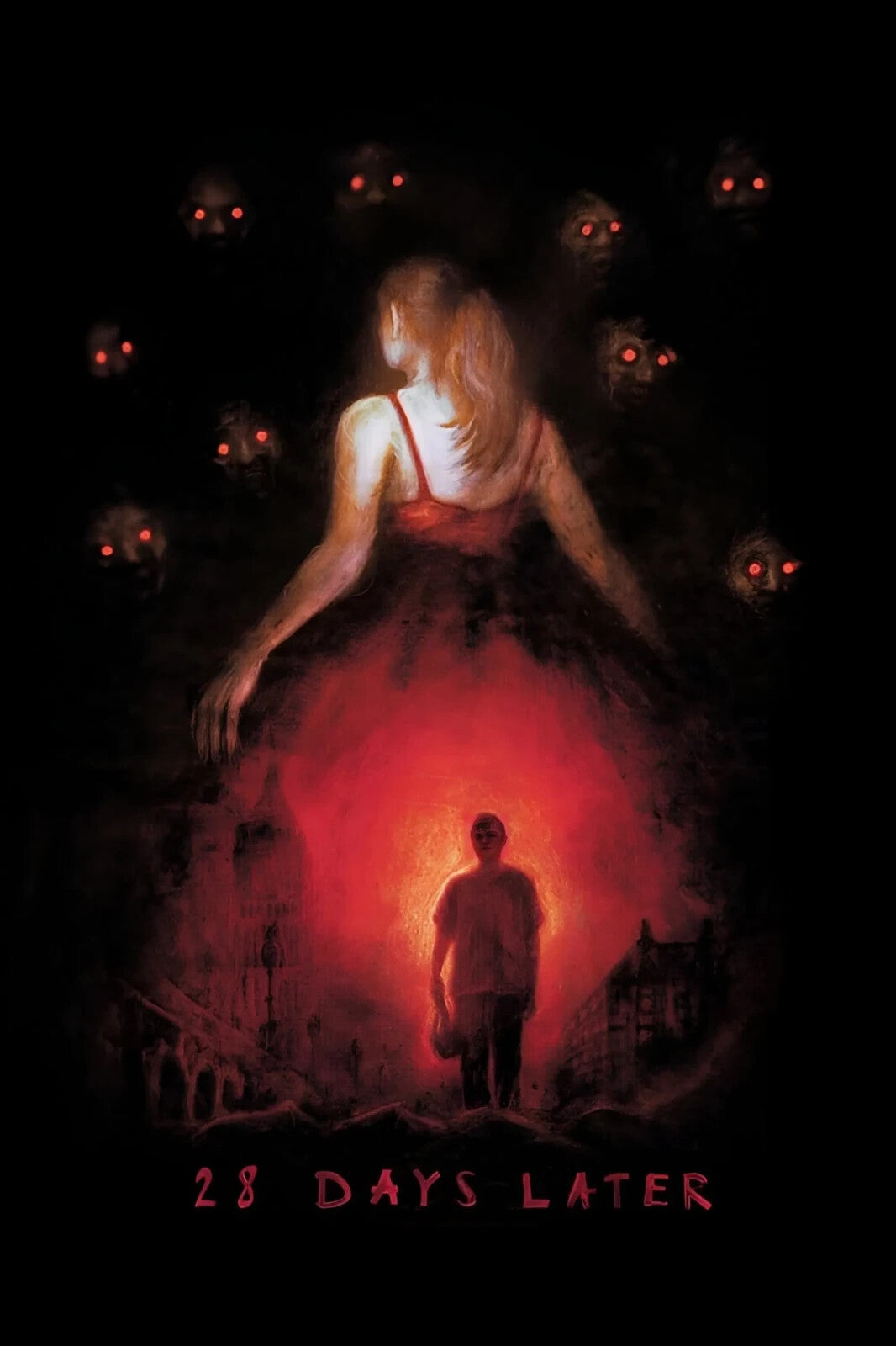 28 Days Later Poster | Red and Black Horror Collage Print - Movies & TV Poster