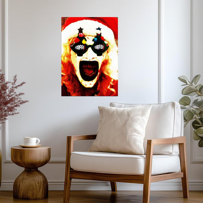 Terrifier 3 Movie Poster | Art the Clown with Christmas Ornament Eyes - Movies & TV Poster
