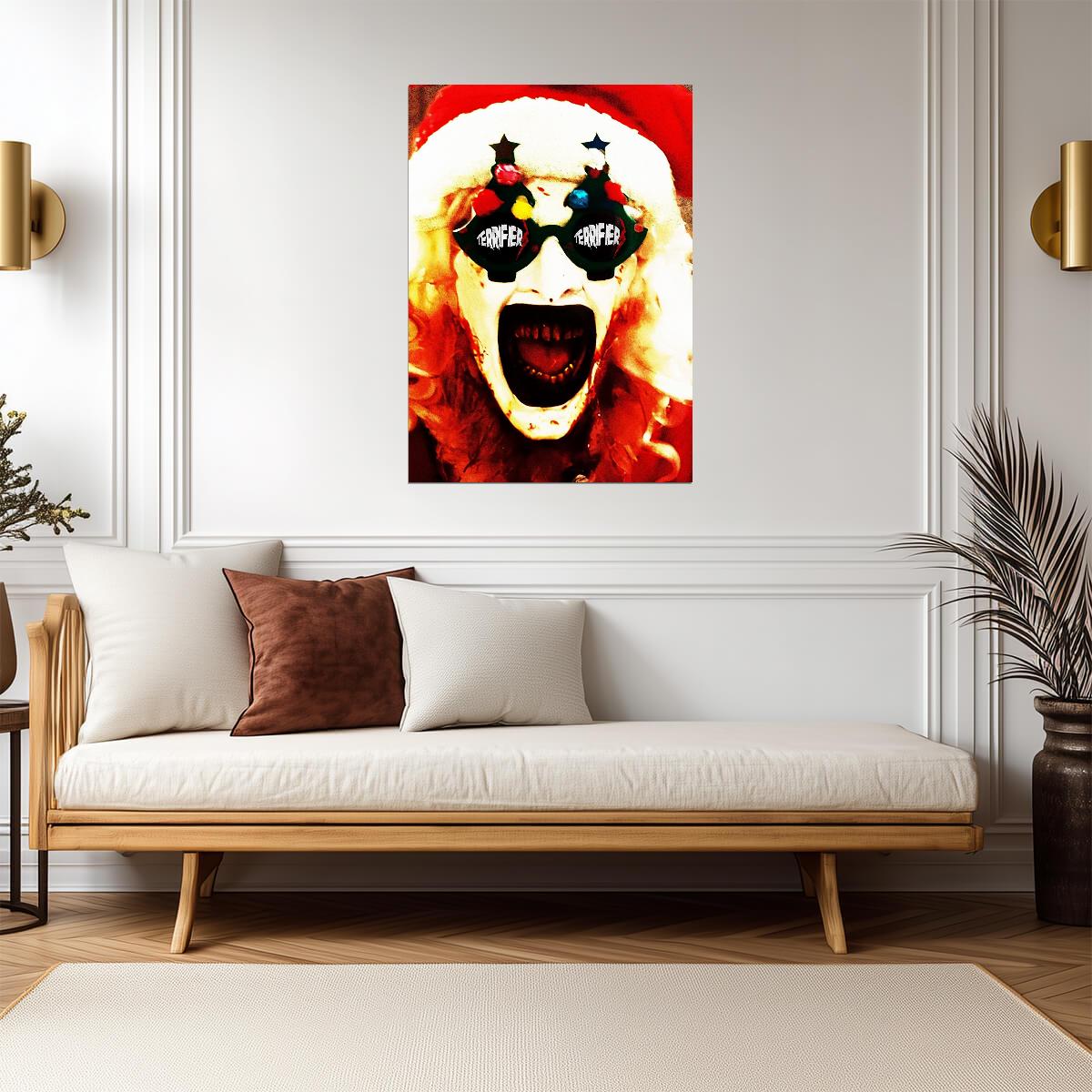 Terrifier 3 Movie Poster | Art the Clown with Christmas Ornament Eyes - Movies & TV Poster
