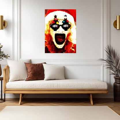 Terrifier 3 Movie Poster | Art the Clown with Christmas Ornament Eyes - Movies & TV Poster