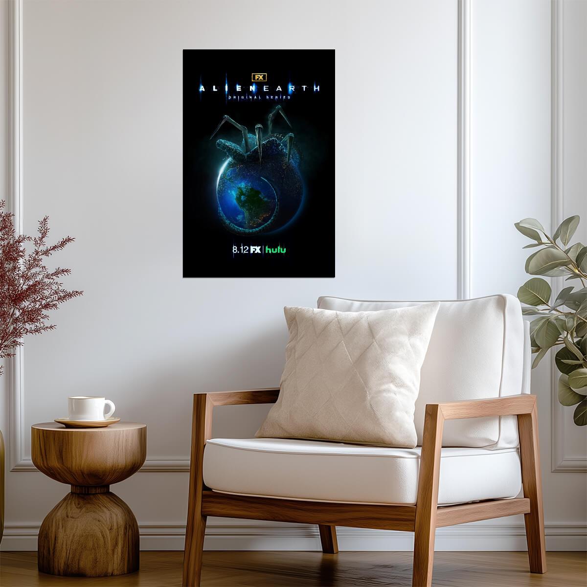 Alien Earth Poster | Facehugger on the Planet | Sci-Fi Horror Series - Movies & TV Poster
