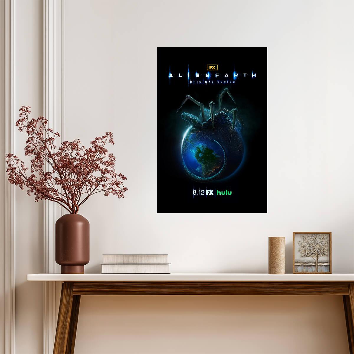 Alien Earth Poster | Facehugger on the Planet | Sci-Fi Horror Series - Movies & TV Poster