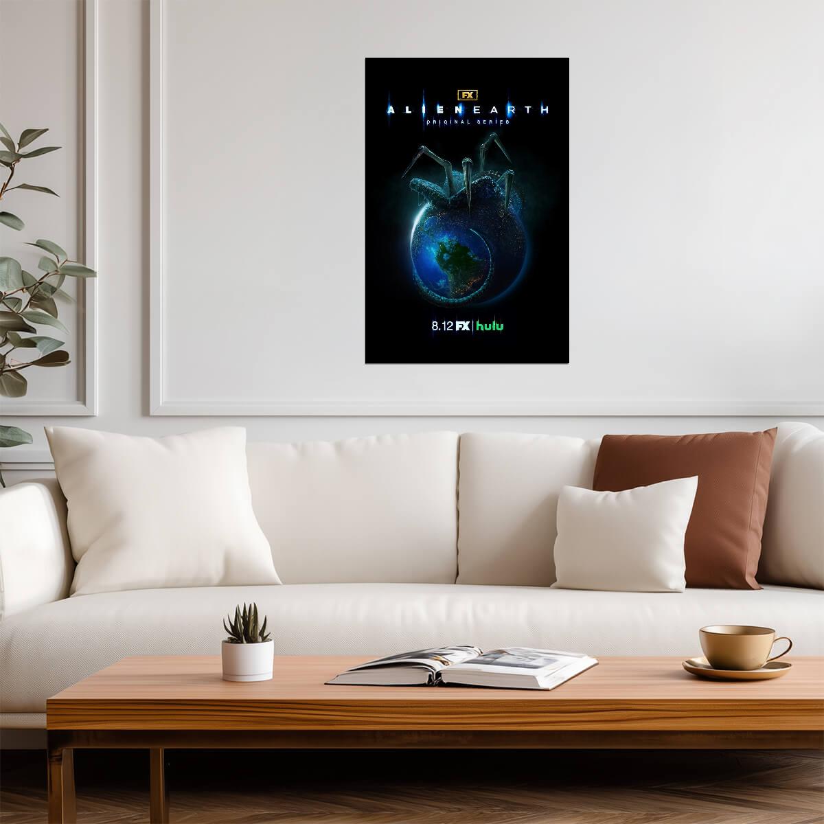 Alien Earth Poster | Facehugger on the Planet | Sci-Fi Horror Series - Movies & TV Poster