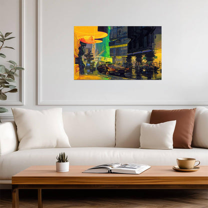 Blade Runner 1982 Movie Poster | Yellow Neon Street Illustration - Movies & TV Poster