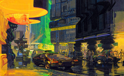 Blade Runner 1982 Movie Poster | Yellow Neon Street Illustration - Movies & TV Poster