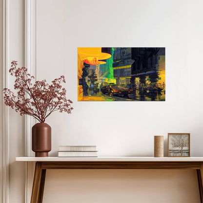 Blade Runner 1982 Movie Poster | Yellow Neon Street Illustration - Movies & TV Poster