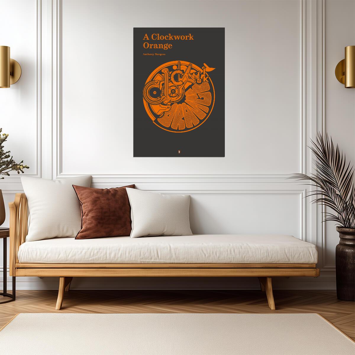 A Clockwork Orange Poster | Anthony Burgess Book Cover | Orange Gears Art Print - Type & Quotes Poster