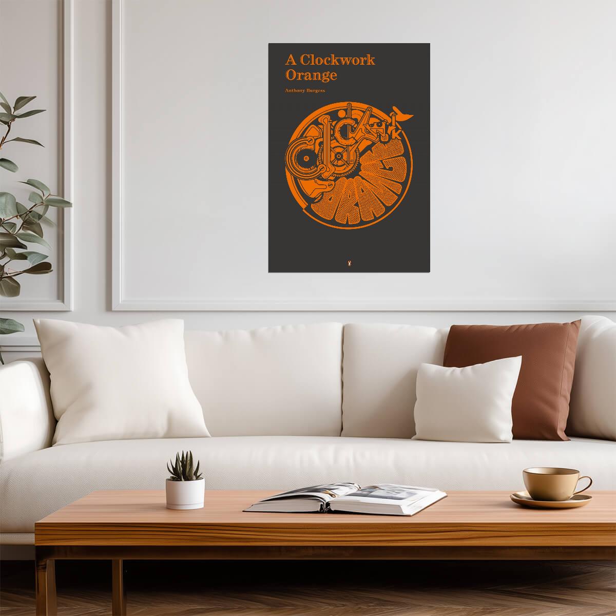 A Clockwork Orange Poster | Anthony Burgess Book Cover | Orange Gears Art Print - Type & Quotes Poster