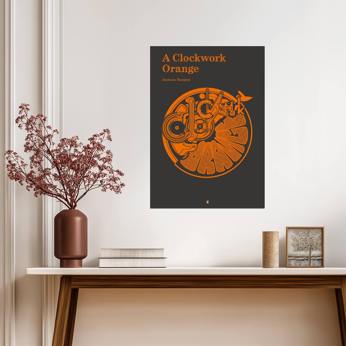 A Clockwork Orange Poster | Anthony Burgess Book Cover | Orange Gears Art Print - Type & Quotes Poster