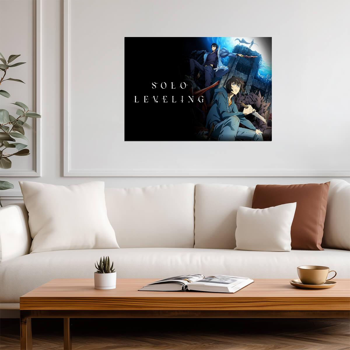 Solo Leveling Poster | Sung Jinwoo Before and After | Throne Collage - Anime Poster