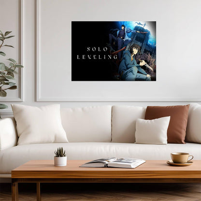 Solo Leveling Poster | Sung Jinwoo Before and After | Throne Collage - Anime Poster