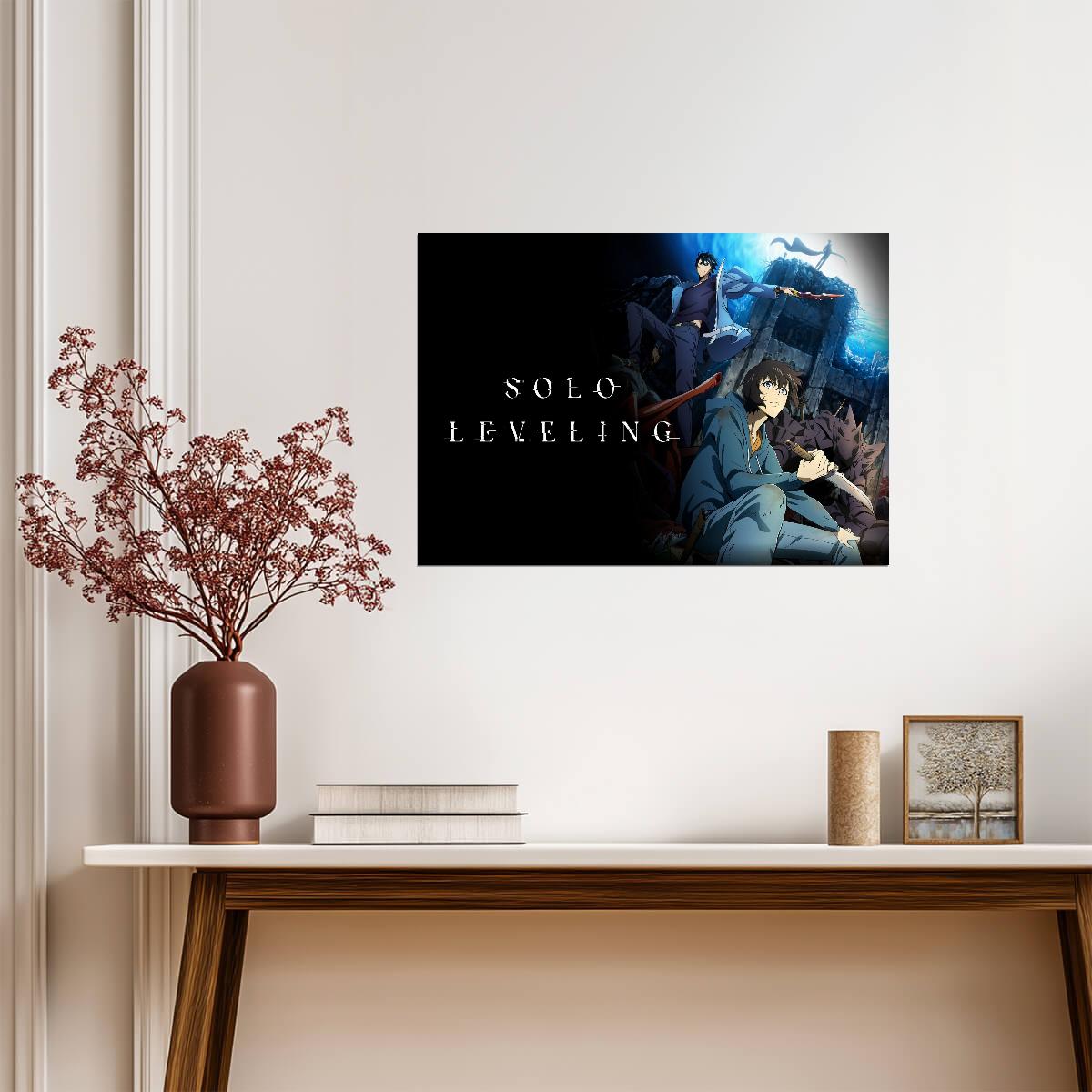 Solo Leveling Poster | Sung Jinwoo Before and After | Throne Collage - Anime Poster