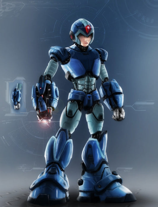 Mega Man X Poster | X in Detailed Blue Armor - Video Games Poster