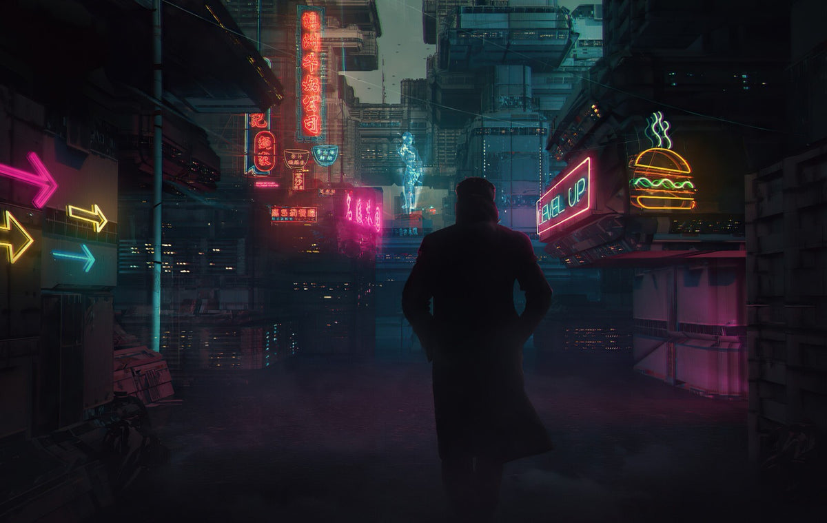Blade Runner 2049 Movie Poster | Hooded Figure in a Neon Alley - Movies & TV Poster
