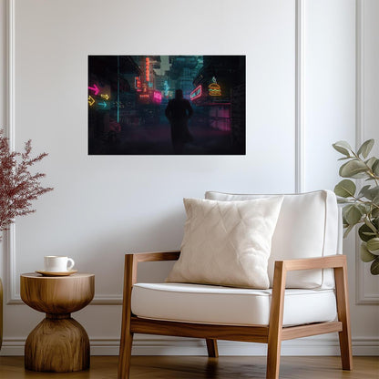 Blade Runner 2049 Movie Poster | Hooded Figure in a Neon Alley - Movies & TV Poster