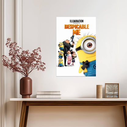 Despicable Me Movie Poster | Gru, the Girls and a Minion Close-Up - Movies & TV Poster
