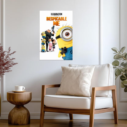 Despicable Me Movie Poster | Gru, the Girls and a Minion Close-Up - Movies & TV Poster