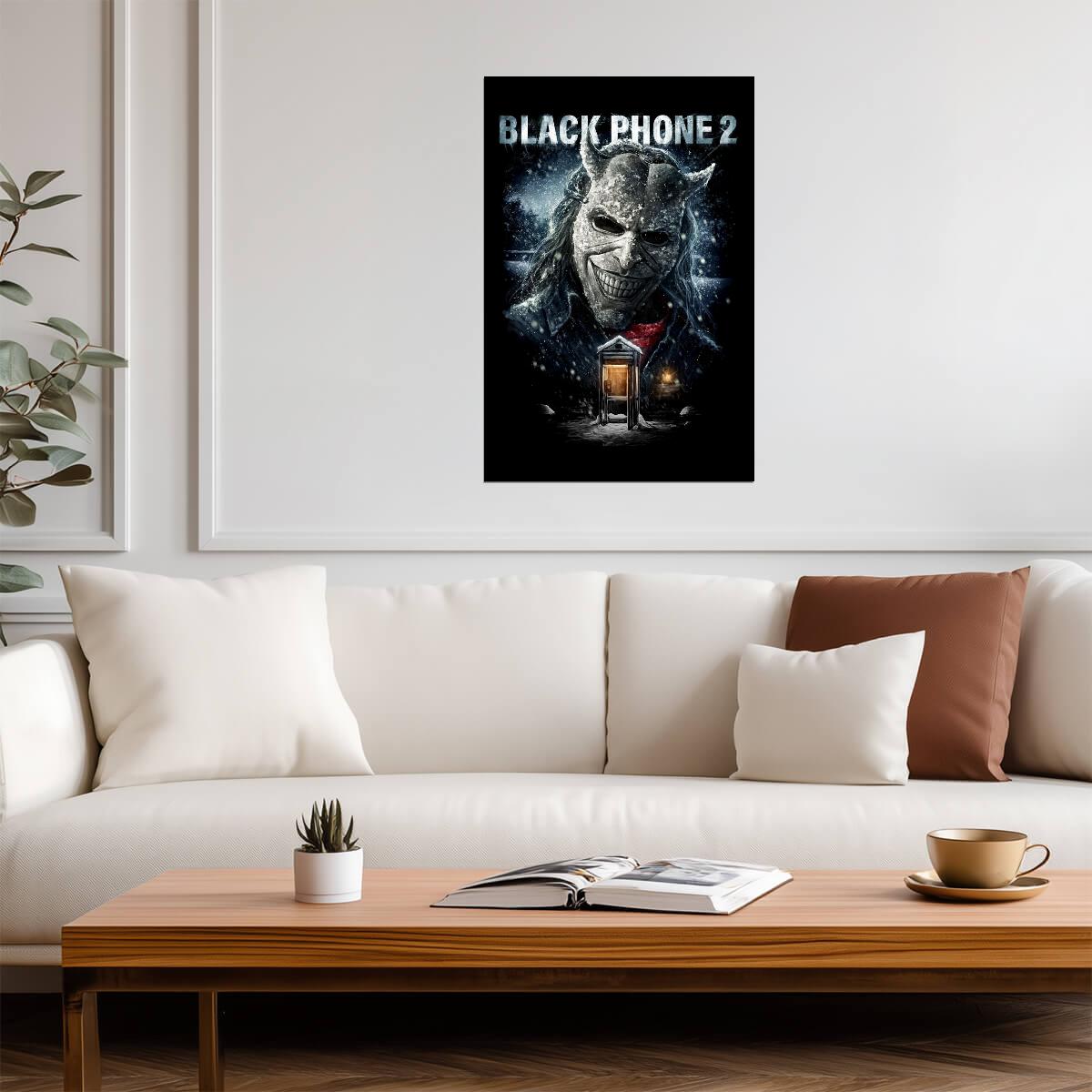 Black Phone 2 Movie Poster | The Grabber Above a Snowy House - Movies & TV Poster