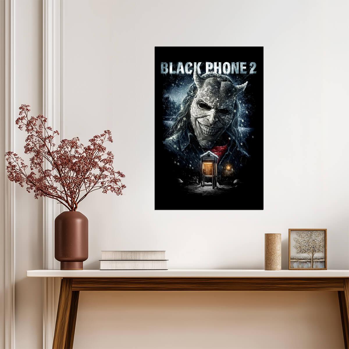 Black Phone 2 Movie Poster | The Grabber Above a Snowy House - Movies & TV Poster