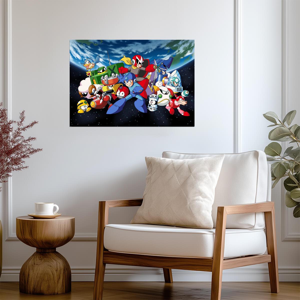 Mega Man Poster | Mega Man and the Robot Masters Against the Stars - Video Games Poster