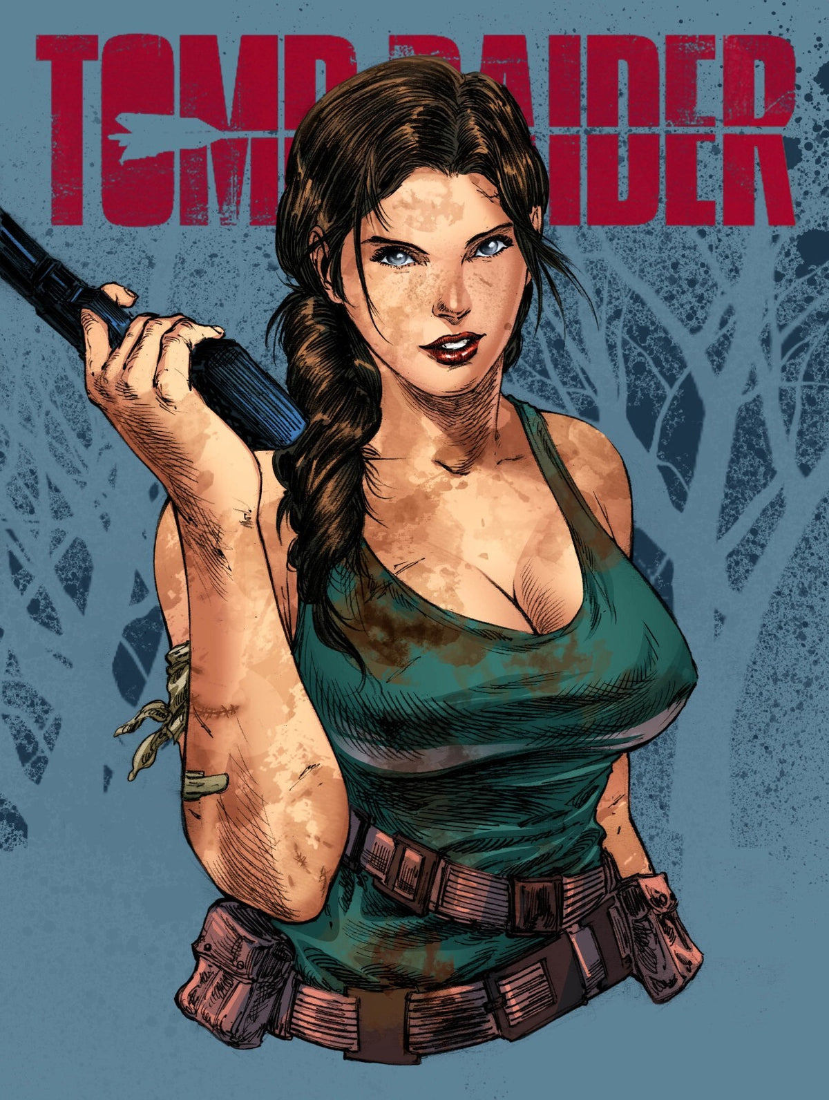 Tomb Raider Poster | Lara Croft | Comic Cover Portrait - Graphic & Art Poster
