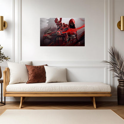 Assassin's Creed Shadows Poster | Naoe and Yasuke | Red and Black Illustration - Video Games Poster
