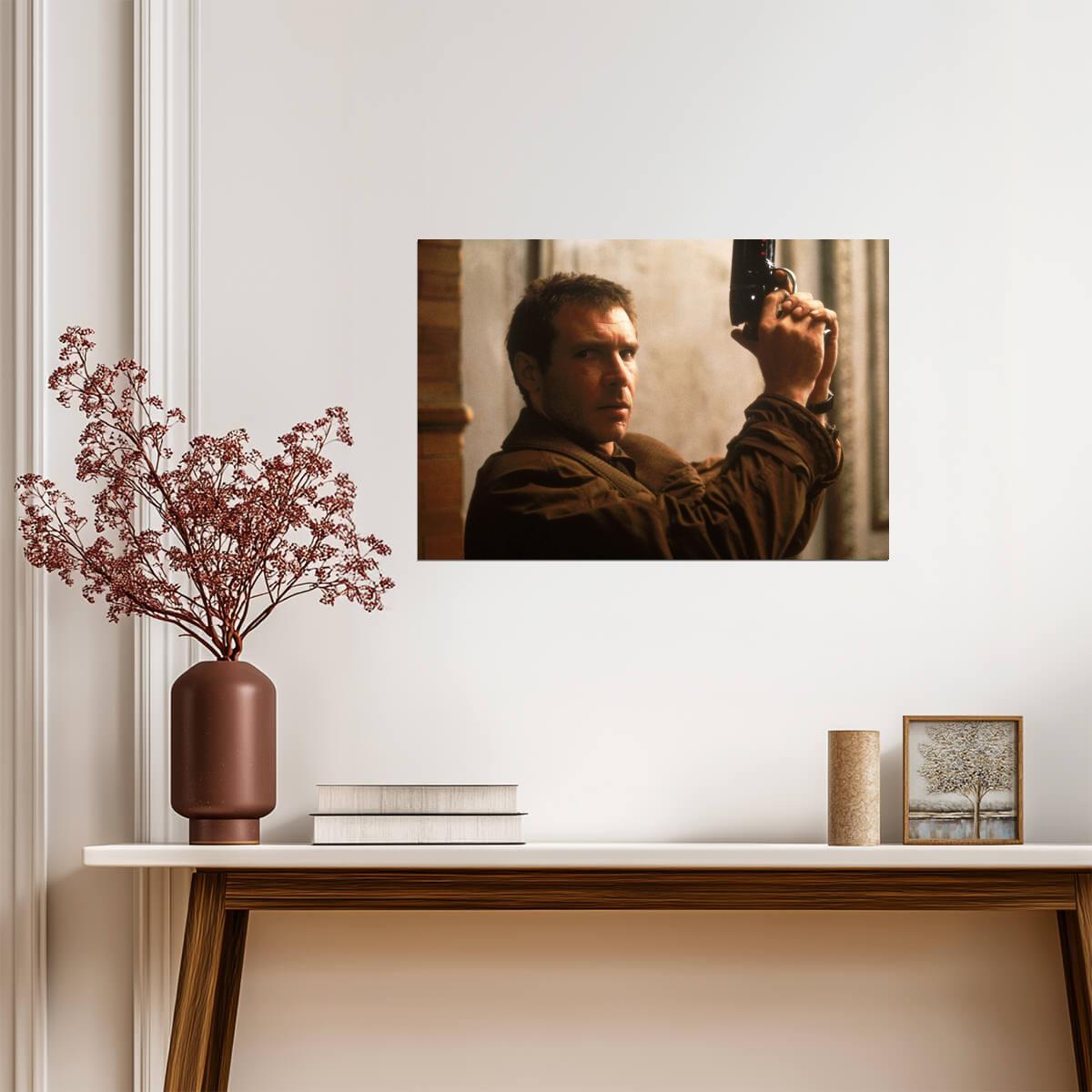 Blade Runner 1982 Movie Poster | Deckard Holding a Blaster - Movies & TV Poster