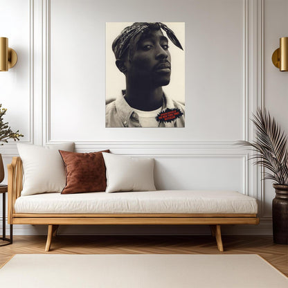Tupac Shakur Sepia Poster | Rapper Portrait Photo Print - Music Poster