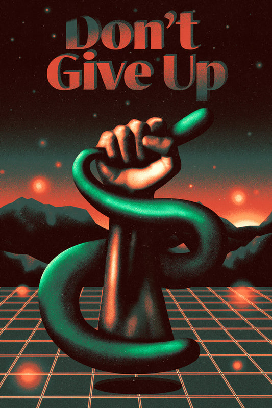 Don’t Give Up | Surreal Retro-Futuristic Motivational Poster